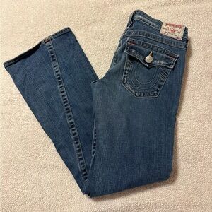 True Religion Joey Distressed Bootcut Flare Jeans Y2K 00s  Flap Pocket Boot Leg